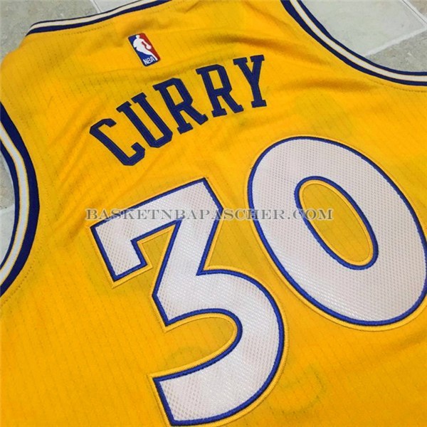 Maillot Authentique Retro Golden State Warriors Curry Jaune
